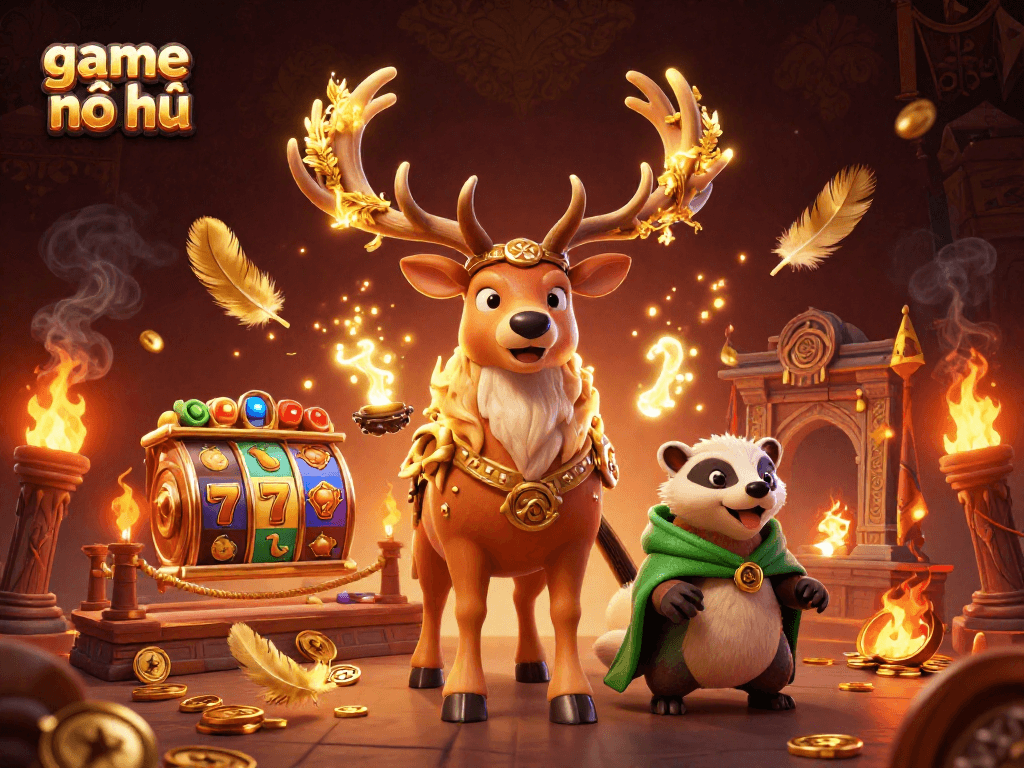 Spin the game nổ hũ reels to win big in this enchanting casino scene filled with luck!